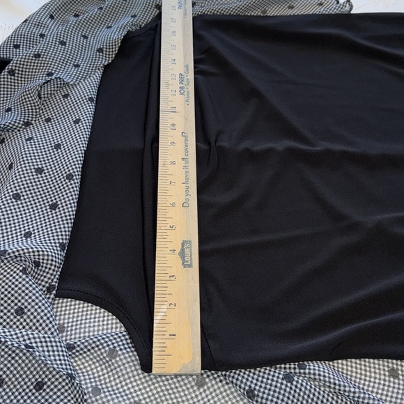 I.N. Studio size medium dress in black with shawl attached plaid w/ polka dots - Picture 9 of 9